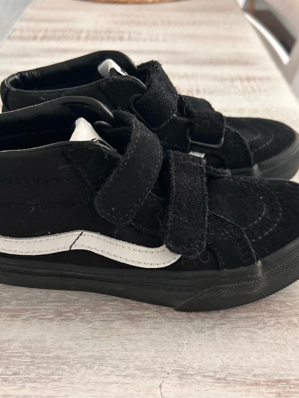 Vans Kids Black High-Top Sneakers with White Side Stripe
